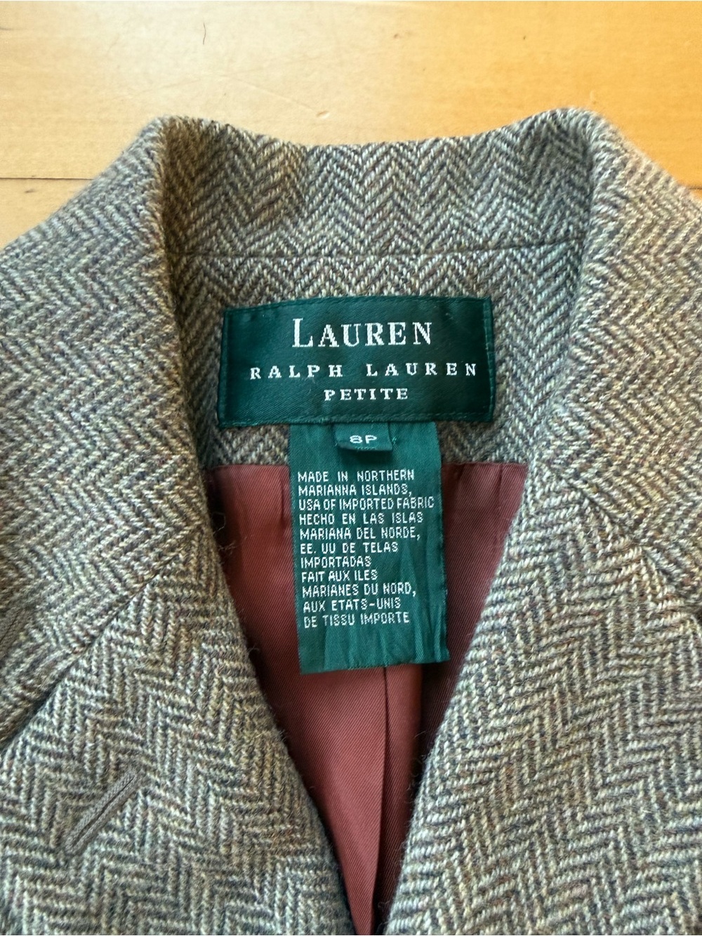 Vintage Ralph Lauren Herringbone Wool Blend Blazer 8P
